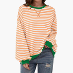 Women's Striped Oversized Sweatshirt – Casual Long Sleeve Pullover - Image 10