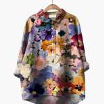 Long-Sleeve Summer Blouse with Floral Print for Women - Image 3