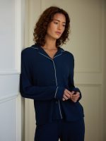 Women's Bamboo Rib-Knit Classic Long Sleeve Pajama Top - Last Chance - Image 28