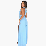 Maxi Dress with Slit & Halter Neck - Women's Evening Wear - Image 7
