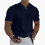 Slim Fit Shirt for Men – Short Sleeve with V-Neck Style - Image 7