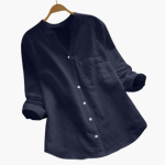 Loose-Fitting Blouse for Women - Long Sleeve, Stand-Up Collar & Casual - Image 8