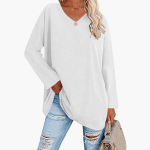Women's Oversized V-Neck Long Sleeve Shirt – Comfortable & Casual - Image 7