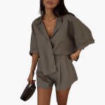 Two-Piece Set - Women's Blouse and Shorts for Summer Days - Image 7