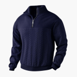 Men’s Cable Knit Sweater with Half-Zip Neckline - Image 7