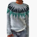 Women's Knit Sweater with Round Neck and Pattern Design - Image 7