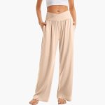 Women's Wide-Leg Trousers with Crossed Waistband and Side Pockets - Image 6