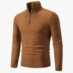 Men’s Sweater with Half-Zip Neckline and Ribbed Hem - Image 7