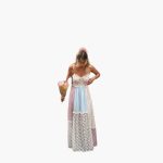 Patchwork Maxi Dress - Women's Summer Dress with Spaghetti Straps - Image 2