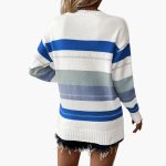 Women's pullover with round neckline and striped surface - Image 6