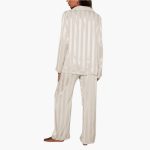 Women's Satin Pajama Set with Button Top and Stripe Design - Image 12