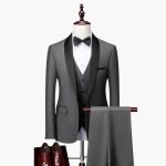 Men's Three-Piece Suit with Red Accents and Shawl Collar - Image 5
