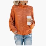 Knitted Pullover with High Collar for Women – Cozy & Stylish