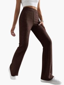 Wide High Waist Knit Pants for Women – Comfortable Lounge Fit - Image 8