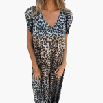 Maxi Dress with Leopard Print – V-Neck for Women - Image 8