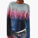 Women's Knit Sweater with Round Neck and Pattern Design - Image 8