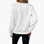 Women's pullover with zipper at the neckline and cable knit surface - Image 3
