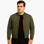 Men's Bomber Jacket with Zipper and Ribbed Cuffs - Image 8