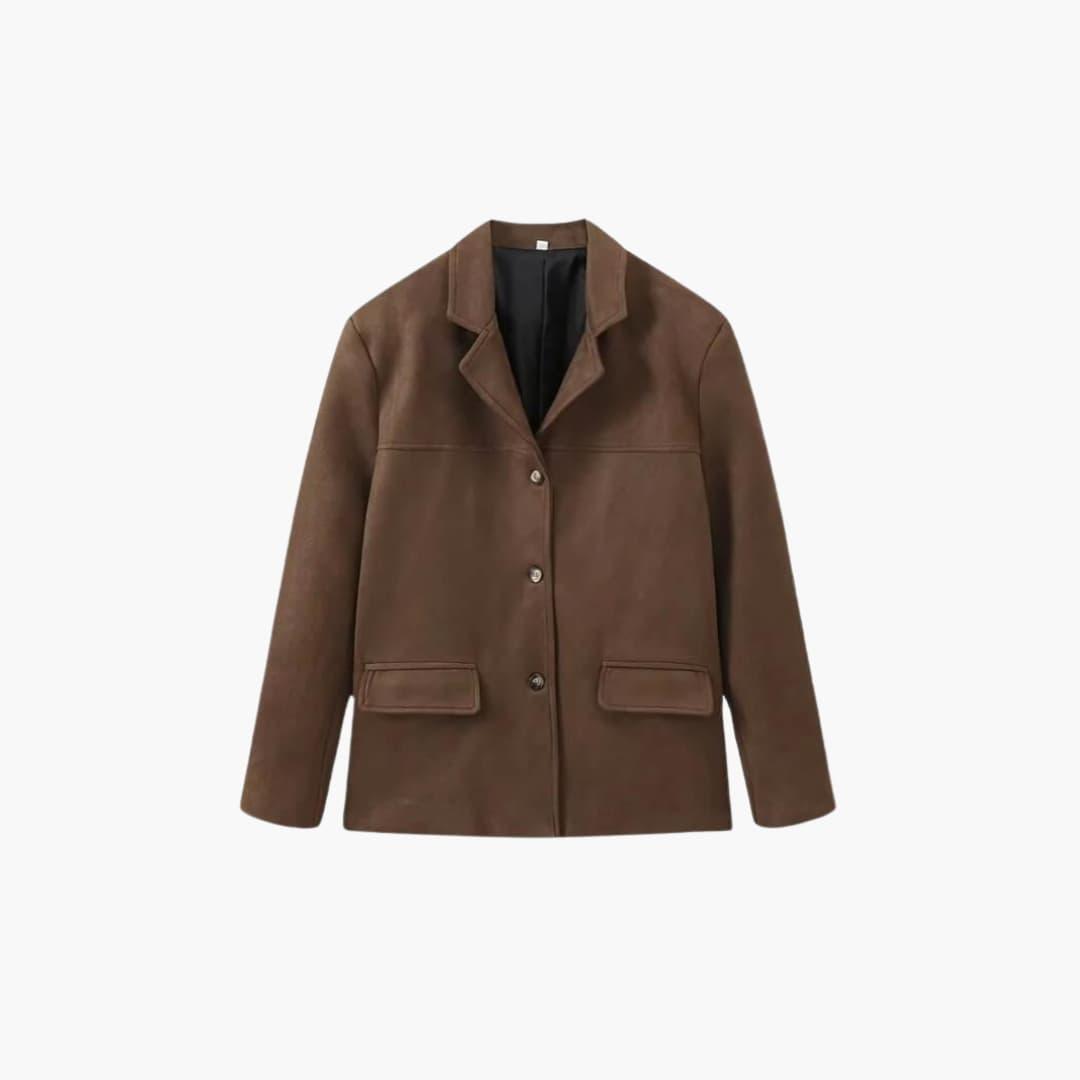 8_8580b4ad-aec3-4730-a643-7e04e3b0c059.jpg Trendy Women's Suede Jacket with Button Placket – Stylish & Comfortable - Image 1