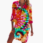 Women's Shirt Dress with Long Sleeves and Button Placket - Image 8