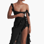 Ruffled Summer Dress for Women – Maxi Dress with High Slit - Image 8