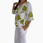 Women's Floral Print Blouse – Summer V-Neck Top - Image 8