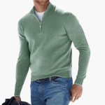 Men’s Sweater with Zip Neck and Textured Knit - Image 9