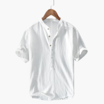 Light Short-Sleeve Shirt for Men - with Stand-Up Collar, Summery - Image 6