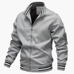 Men's Jacket with Ribbed Details and Front Zipper - Image 8