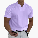 Slim Fit Shirt for Men – Short Sleeve with V-Neck Style - Image 8