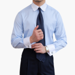 Striped Men's Shirt with Contrast Collar and Buttoned Cuffs - Image 7