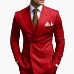 Men's Two-Piece Suit with Double-Breasted Jacket and Slim Fit Pants - Image 10