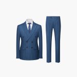 Men's Two-Piece Suit with Pinstripes and Lapel Collar - Image 9