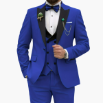 Men's Three-Piece Suit with Slim Fit and Contrast Lapels