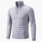 Men’s Sweater with Half-Zip Neckline and Ribbed Hem - Image 6