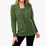 Women's Sweater with Deep V-Neck and Long Sleeves - Image 9
