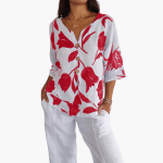 Women's Floral Print Blouse – Summer V-Neck Top - Image 9