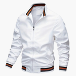 Men's Jacket with Ribbed Details and Front Zipper - Image 9