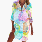 Women's Shirt Dress with Long Sleeves and Button Placket - Image 9