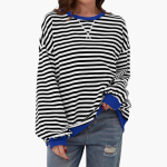 Women's Striped Oversized Sweatshirt – Casual Long Sleeve Pullover - Image 12