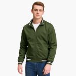 Men's Bomber Jacket with Zipper and Striped Hem - Image 6