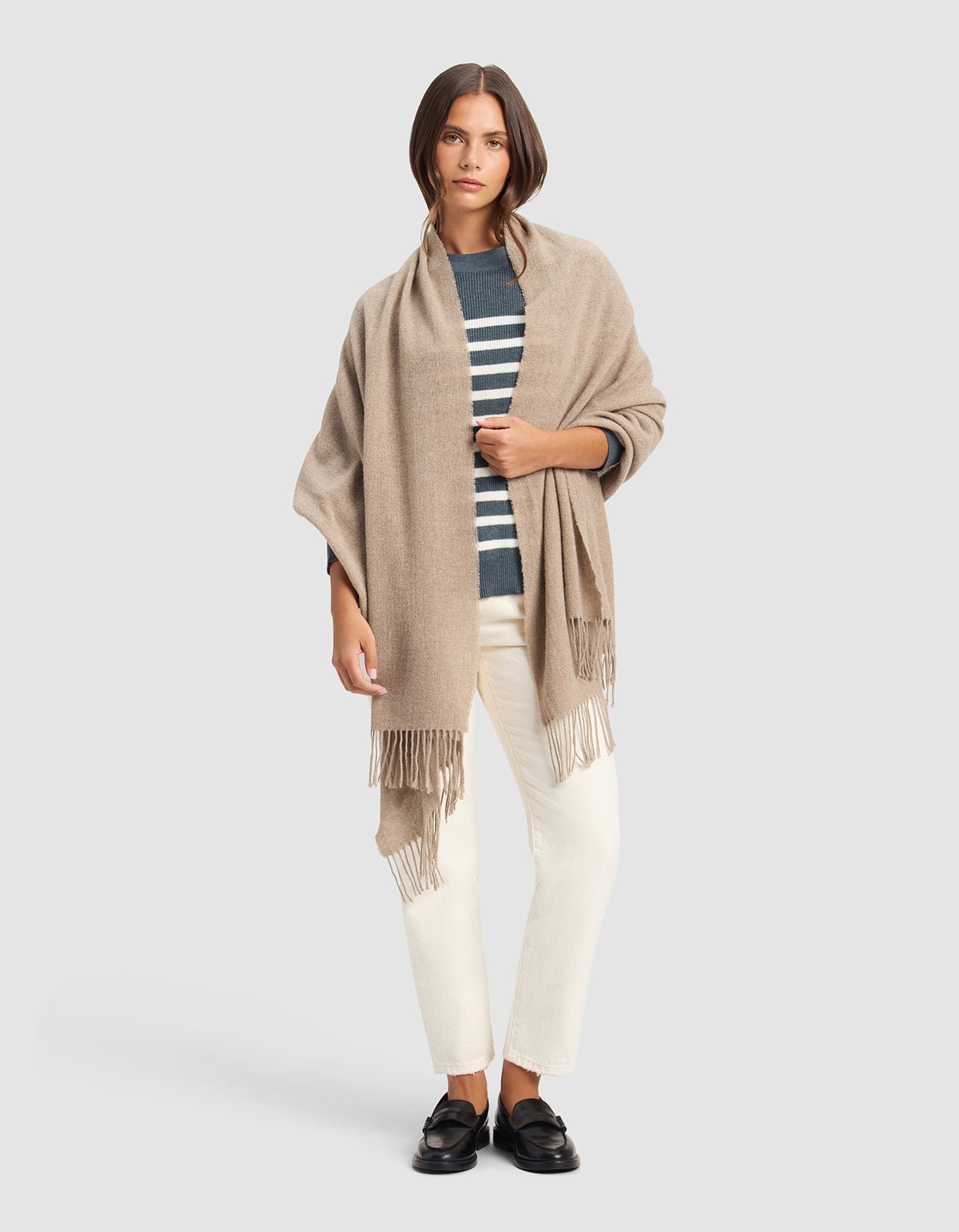 Amelia_Wrap_Taupe_1.jpg Amelia Wrap - Image 1