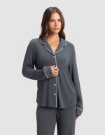 Women's Bamboo Rib-Knit Classic Long Sleeve Pajama Set - Image 15