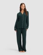 Women's Bamboo Rib-Knit Classic Long Sleeve Pajama Top - Last Chance - Image 12