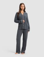 Women's Bamboo Rib-Knit Classic Long Sleeve Pajama Set