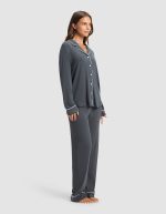 Women's Bamboo Rib-Knit Classic Long Sleeve Pajama Set - Image 14