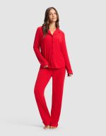 Women's Bamboo Rib-Knit Classic Long Sleeve Pajama Set - Image 5