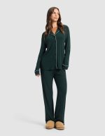 Women's Bamboo Rib-Knit Classic Long Sleeve Pajama Set - Image 3
