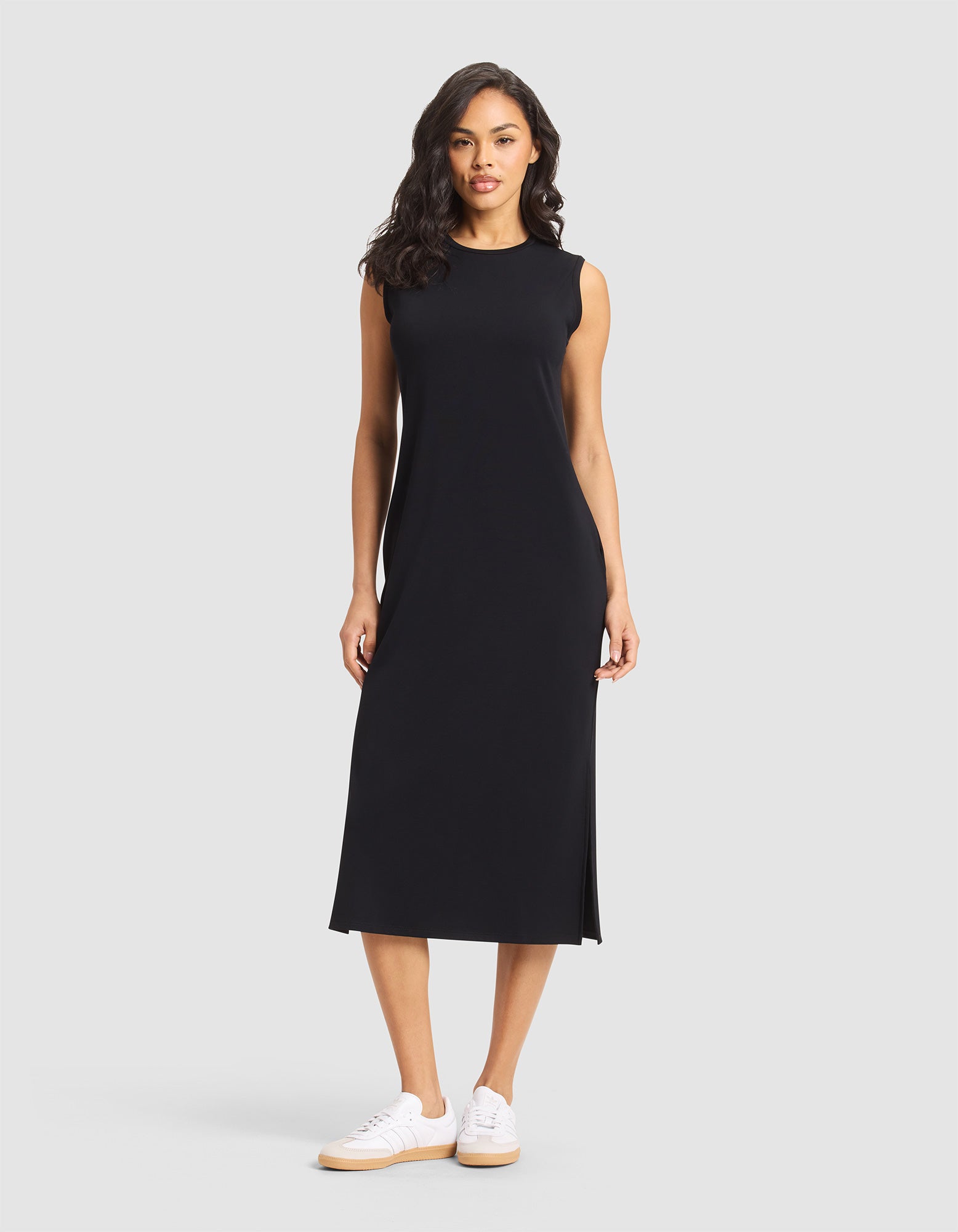 Brushed_Bamboo_Sleeveless_Midi_Dress_Black_1.jpg Women's Brushed Bamboo Sleeveless Midi Dress - Image 1