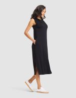 Women's Brushed Bamboo Sleeveless Midi Dress - Image 2
